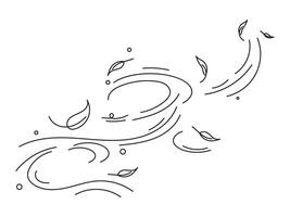Sketchy leaf blowing in wind artistic doodle vector