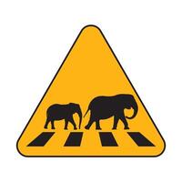 Road sign indicating elephant crossing with caution vector