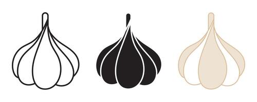 Flat design of garlic icon with black outline for simplicity vector