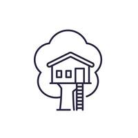 treehouse icon, cabin on a tree line vector