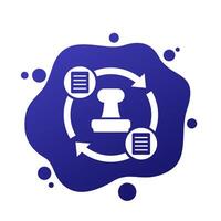 Stamp and documents icon, vector