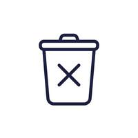 delete line icon with a trash bin vector