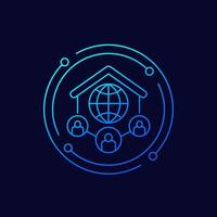 home network users icon, linear design vector