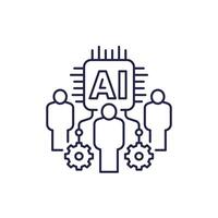Human-AI interaction icon, Artificial intelligence line vector