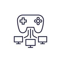 Gaming, gamepad and computers line icon vector