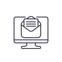 inbox, new email line icon on white vector