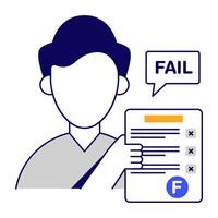 Editable design icon of fail result sheet vector