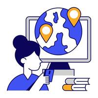 Globe with placeholder, concept of global location vector