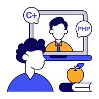 Conceptual flat design icon of coding education vector