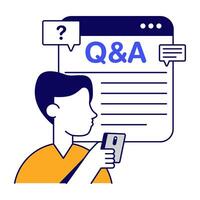 Conceptual flat design icon of question answer vector