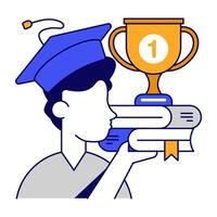 A flat design of trophy cup vector