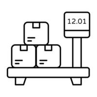 Conceptual line design icon of parcel weighing vector