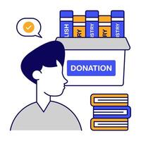 Editable design icon of books donation vector