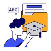 Conceptual flat icon of educational folder vector