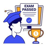 Editable design icon of exam passed vector