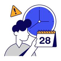 Clock with calendar, icon timetable vector