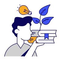 Booklet with leaves showing concept of knowledge growth vector