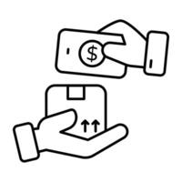 Conceptual line design icon of cash on delivery vector