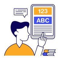 A flat design icon of basic learning vector