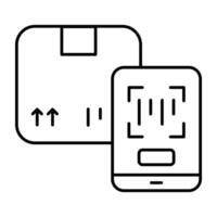 A line design icon of mobile barcode vector