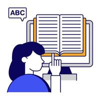Conceptual flat of online book vector