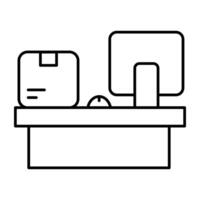 A line design icon of logistic reception vector