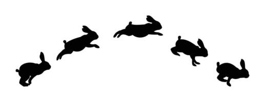 Silhouetted jumping rabbit in motion sequence great for projects vector