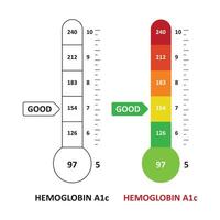 Flat design chart showing hemoglobin A1C test levels vector