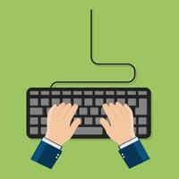 Two Hands Holding Keyboard Flat Design vector