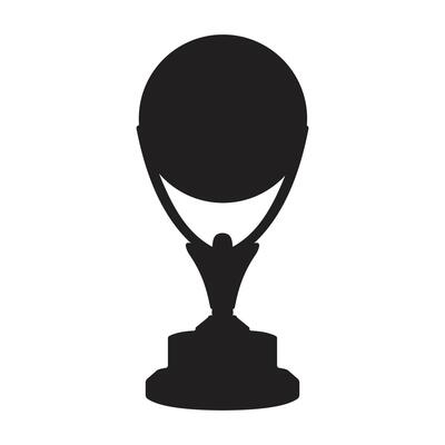 Black basketball trophy in flat design