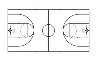 Outline illustration of a basketball court for design vector