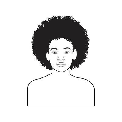Design Silhouette of black female face profile in vignette style