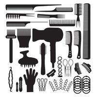 Black design of various hair accessories vector