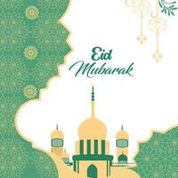 Light green Eid Mubarak background design. vector