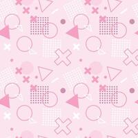 Seamless abstract pattern with geometric shapes seamless . Retro 80s, 90s shapes on a pink background. Modern colorful geometric shapes and objects. vector