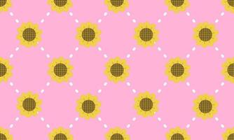 a pattern composed of yellow sunflower with white line square on pink background , design for fabric or various pattern printing works. vector