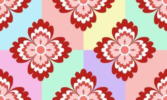 a pattern composed of red flower with tartan pastel background , design for fabric or various pattern printing works. vector