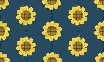a pattern composed of yellow sunflower with white line on dark blue background , design for fabric or various pattern printing works. vector