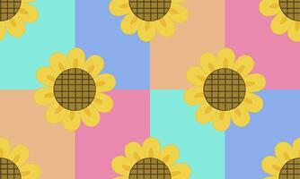 a tartan pattern composed of yellow sunflower on tartan pastel background , design for fabric or various pattern printing works. vector