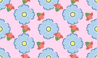 a fabric pattern composed geometric of red and light blue flower with light pink background , design for fabric or various pattern printing works. vector