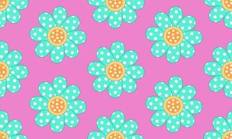 a pattern composed of light blue flowers with dot on pink background , design for fabric or various pattern printing works. vector