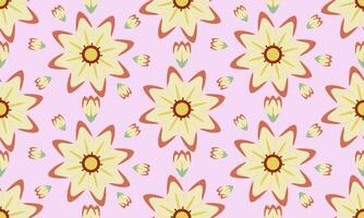 a fabric pattern composed geometric of yellow with red flower on light pink background , design for fabric or various pattern printing works. vector