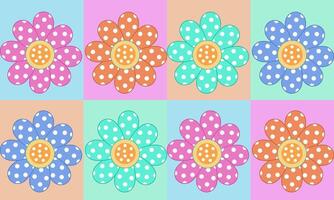a pattern composed of flowers with dot on tartan pastel background , design for fabric or various pattern printing works. vector