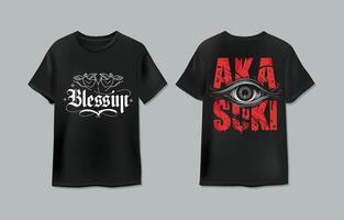 Black graphic tee featuring 'Blessiny' on the front and an eye with 'AKA SUKI' on the back vector