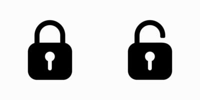 Padlock icon set. Locked and unlocked signs for data security, privacy access, secure login, user verification, identity protection, digital safety, system control. vector