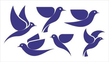 Set of Flying Birds in Minimalist Style. vector