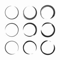 Group of hand drawn circular shapes. Marker doodle frames in round style with sketch lines. Use for abstract decoration, artistic design or creative visual elements. vector