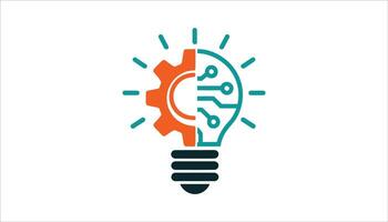 Creative Lightbulb and Gear Icon with Circuit Design vector