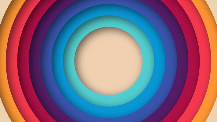 Vintage abstract background with colorful circles. Funky 1970s 1980s 1960s retro vibes. Groovy geometric pattern for design, wallpaper, or branding.