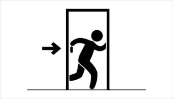 Exit door with running figure symbol. vector